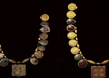 Naszyjnik ze złota i kamieni szlachetnych z VII wieku odkryty w Anglii