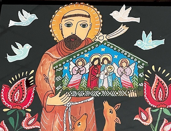 Święty Franciszek z szopką – na obrazie pana Zbigniewa.