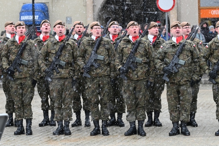 Dzierżoniów. Msza św. i uroczysta przysięga Wojsk Obrony Terytorialnej (WOT)
