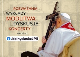 Grafika promująca inicjatywę Dolny Śląsk ze św. Janem Pawłem II.