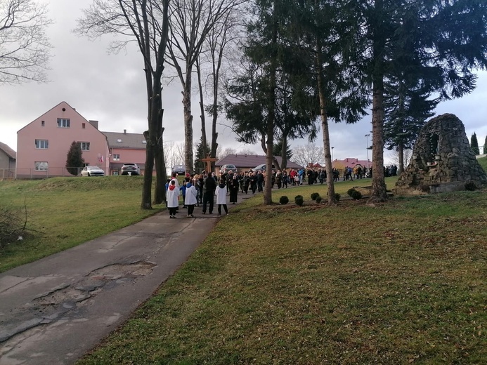 Ścinawka Dolna. Uliczna Droga Krzyżowa w czasie misji