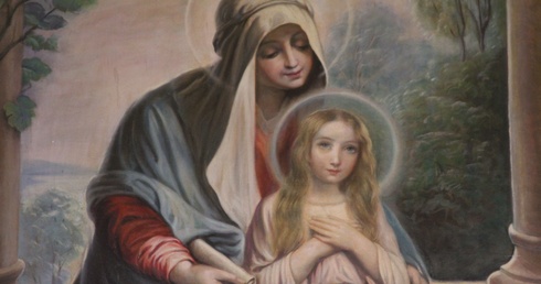 Św. Anna wychowuje Maryję (malowidło autorstwa Władysława Drapiewskiego w kościele parafialnym w Żałem k. Rypina).