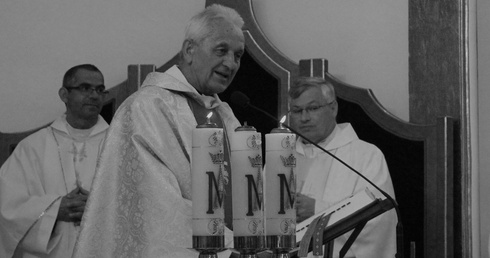 Ks. prałat Franciszek Płonka podczas Mszy św. dla duszpasterstwa rodzin w 2015 r.