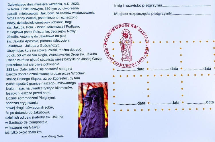 Nowy odcinek Drogi Jakubowej na Mazowszu