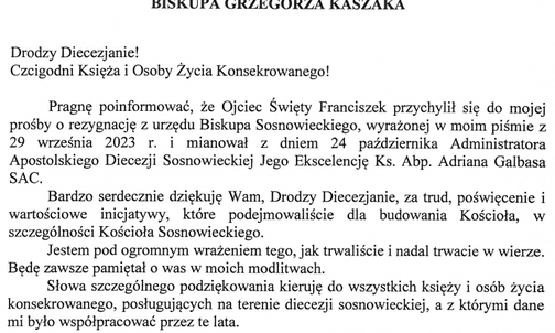 Abp Galbas administratorem apostolskim diecezji sosnowieckiej. Bp Kaszak odchodzi