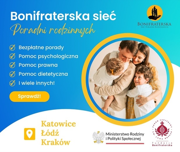 Sieć  Poradni Rodzinnych w Krakowie zaprasza na bezpłatne konsultacje ze specjalistami