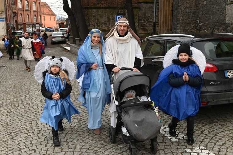 Orszak Trzech Króli 2023 w Świdnicy. Tradycyjnie z osiołkami