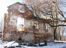 Ruiny dworu Boguszów. Symboliczny obraz owoców rabacji.