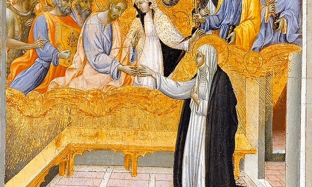 Giovanni di Paolo „Mistyczne zaślubiny św. Katarzyny ze Sieny”, tempera na desce,  ok. 1460 roku.