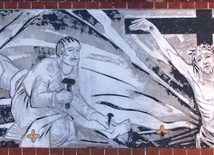 Obraz w technice sgraffito (Jan Szmuc, 1978–1979). Fotografia z 2005 roku.