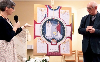 	Nauczaniu towarzyszyła ikona „Dary Kościoła” autorstwa Roberty Boesso.