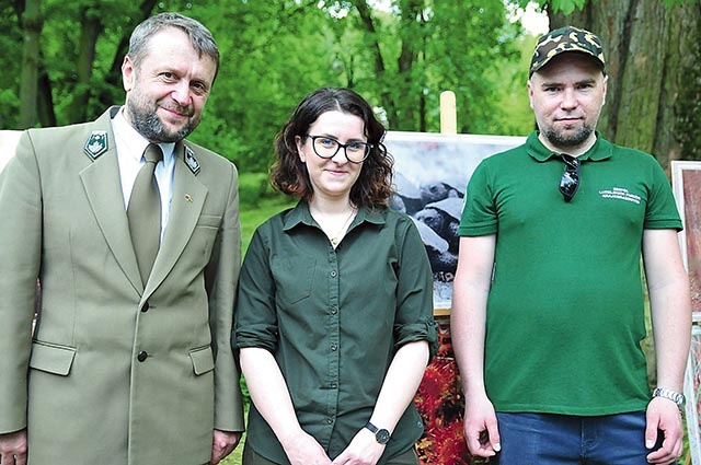 ▲	Krzysztof Wojciechowski, Alicja Sulima i Kamil Taras z Zespołu Lubelskich Parków Krajobrazowych.