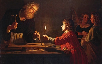 Gerrit van Honthorst, „Dzieciństwo Jezusa”, olej na płótnie, ok. 1620, Ermitaż, Sankt Petersburg.