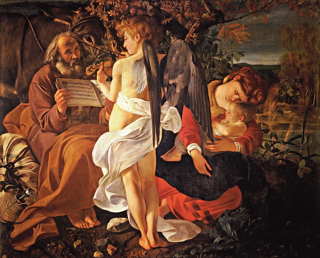 Caravaggio (Michelangelo Merisi), „Odpoczynek w czasie ucieczki do Egiptu”, olej na płótnie, ok. 1597, Galeria Doria Pamphilj, Rzym.