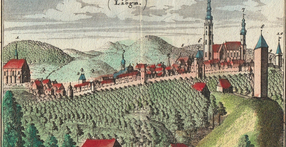 Złotoryja na XVIII-wiecznym rysunku Friedricha Bernharda Wernera.
