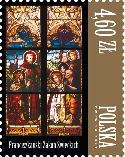 Witraż z wrocławskiego kościoła na znaczku Poczty Polskiej
