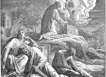 Modlitwa Jezusa  w Ogrodzie Oliwnym.  Rycina w Biblii z 1909 r.