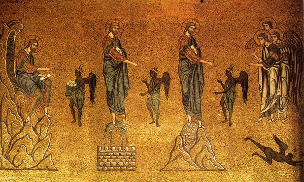 Bazylika św. Marka w Wenecji, mozaika przedstawiająca kuszenie Jezusa.