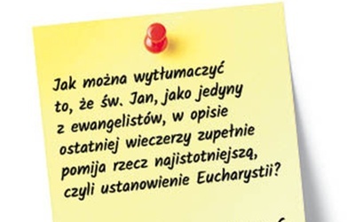 Czy św. Jan zapomniał o ustanowieniu Eucharystii?