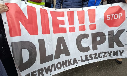 Mikołów. Manifestacja przeciwko kolei prowadzącej do CPK