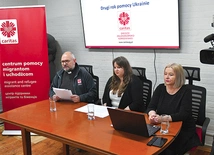 Konferencja prasowa w Centrum Pomocy Migrantom i Uchodźcom przy ul. Dworcowej 21.