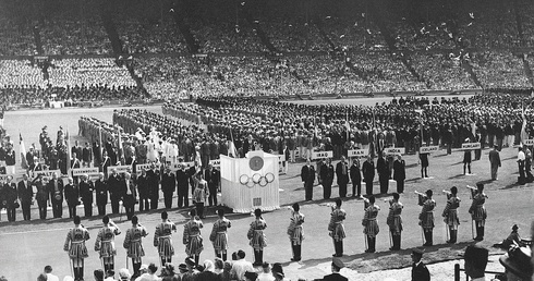 Otwarcie igrzysk w 1948 r.  na stadionie Wembley. 