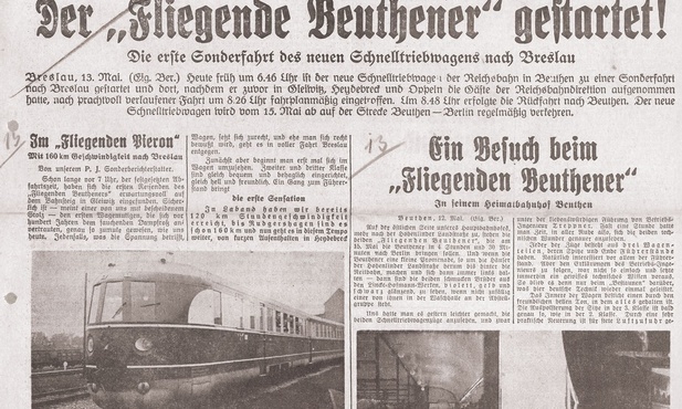 „Der Oberschlesische Wanderer” („Górnośląski Turysta”) w 1936 roku poświęcił całą pierwszą stronę debiutowi pociągu na trasie do Berlina
