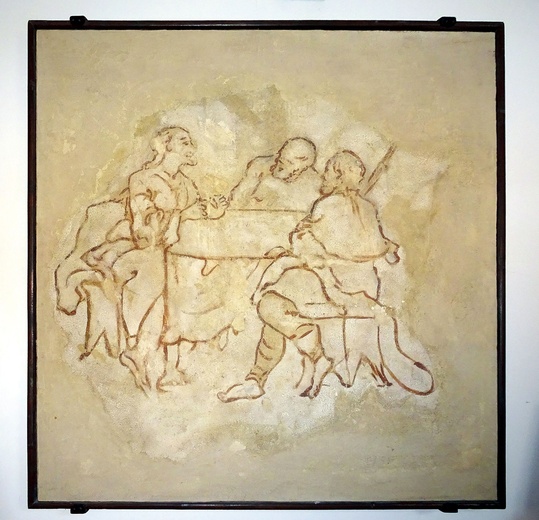Szkice malowideł z dworu cystersów w Stodołach, Franciszek Antoni Sebastini, 1775 r. (transfer: Jan Gałaszek, 1979 r.): „Emaus”.  