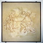 Szkice malowideł z dworu cystersów w Stodołach, Franciszek Antoni Sebastini, 1775 r. (transfer: Jan Gałaszek, 1979 r.): „Emaus”.  