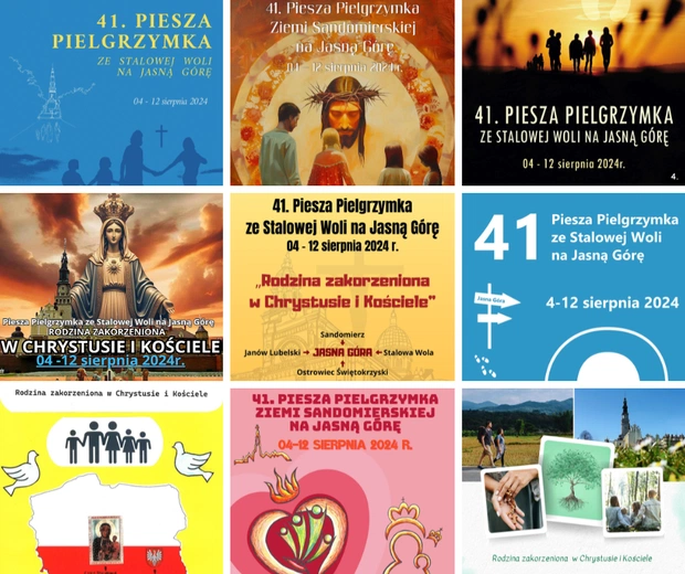 Propozycje plakatów pieszej pielgrzymki na Jasną Górę
