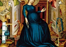 Autor nieznany, „Brzemienna Madonna z Németújvár”, tempera na desce, 1410, Węgierska Galeria Narodowa, Budapeszt. Maryja w widocznej ciąży zasiada przy kołowrotku i przygotowuje przędzę na zasłonę, która rozedrze się w momencie śmierci Jezusa. W pracy pomagają Jej anioły. Z lewej strony leży Biblia otwarta na opisie zwiastowania. Obraz przypomina nam, że celem wcielenia Jezusa była Jego zbawcza ofiara.