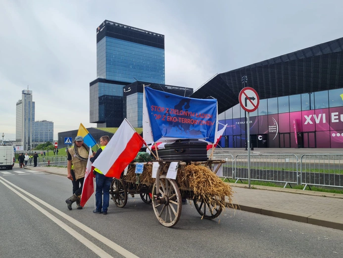 Protest rolników 1. dnia Europejskiego Kongresu Gospodarczego w Katowicach