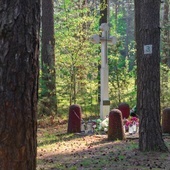 W tym lesie kapłan został bestialsko zamordowany. 