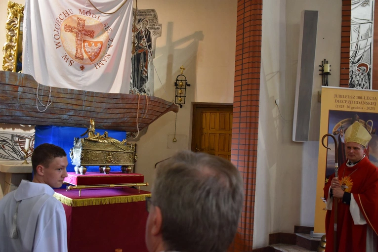 Przywitanie relikwii św. Wojciecha w kościele św. Jana z Kęt w Rumi