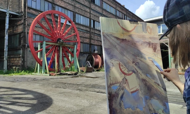 Katowice. Na terenie kopalni Wujek plener malarski "Zanim kopalnia zniknie"
