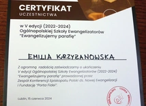 Certyfikat poświadczający zdobyte kompetencje.