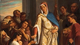 „Św. Elżbieta Portugalska rozdająca jałmużnę” na płótnie z XIX wieku