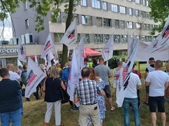 Katowice. Protestów pracowników PKP Cargo