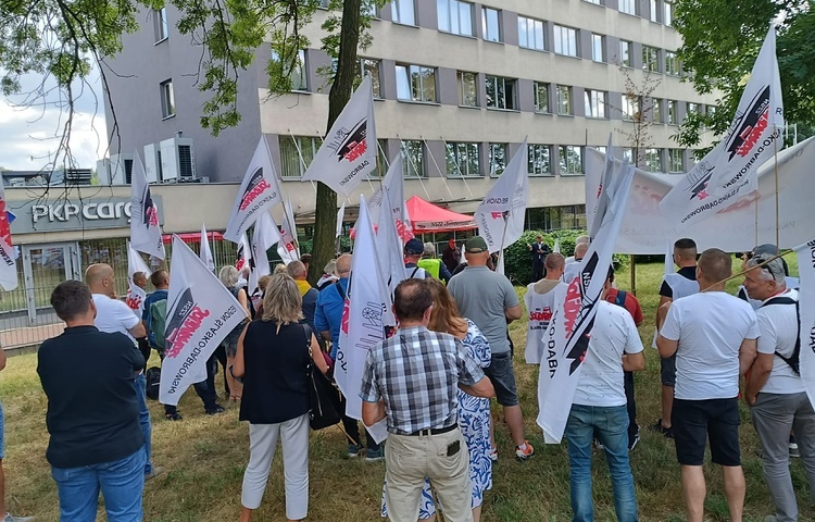 Katowice. Protestów pracowników PKP Cargo