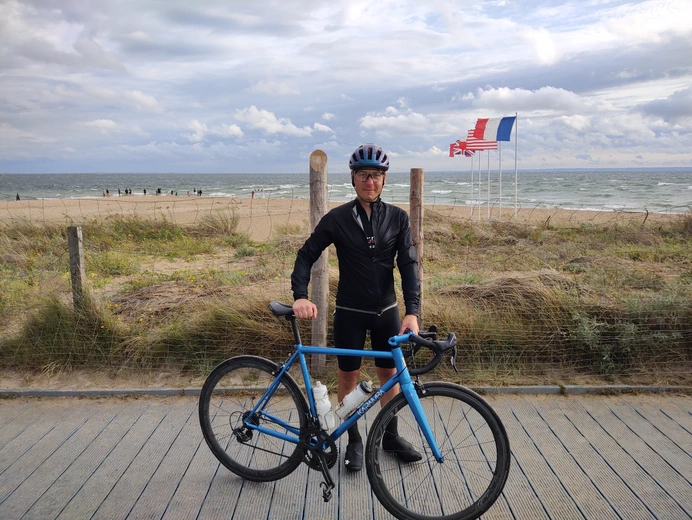 Pastor on bike