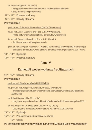 Program konferencji naukowej