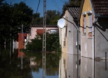 Wezbrany Dunaj w miejscowości Baja