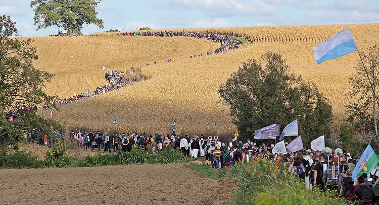 	Sznur pielgrzymów robi wrażenie. To widok, który wielu podnosi na duchu.