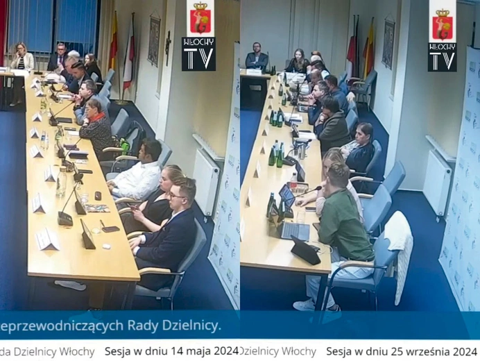 	W czasie sesji majowej (z lewej) radni obradowali pod krucyfiksem, we wrześniu już nie.