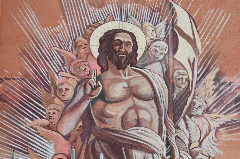 Mural z Chrystusem Zmartwychwstałym