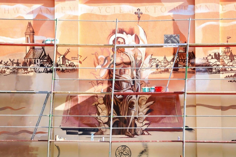 Mural z Chrystusem Zmartwychwstałym