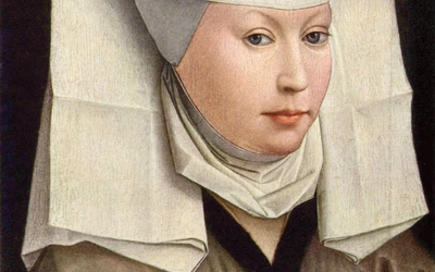 Portret kobiety w skrzydlatej czapce Rogiera van der Weydena.