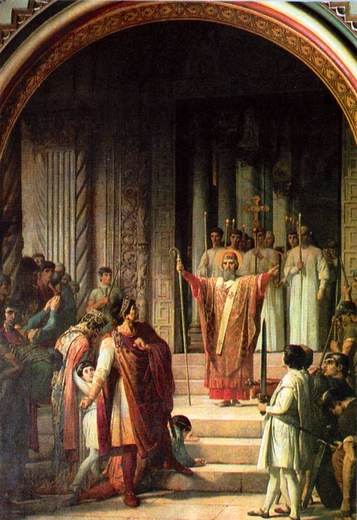 „Św. Ambroży zabrania cesarzowi Teodozjuszowi wstępu do katedry w Mediolanie”