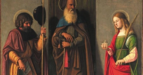 Święci Roch, Antoni Opat i Łucja w obrazie z XVI wieku