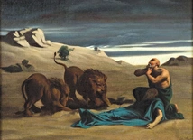 Paweł, pierwszy pustelnik, pogrzebany przez lwy na płótnie Alexandre Cabanela